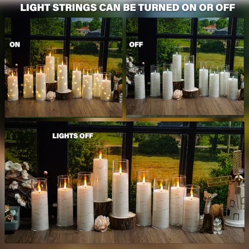 Image of Nimiko Flickering Flameless LED Candles,Battery Operated Candles 24 Pcs with Embedded Star String,Acrylic LED Pillar Candles with Remote,Suitable for Home Decoration to Create an Atmosphere (White)