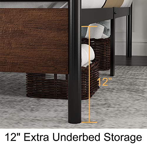 image for SHA CERLIN Heavy Duty Full Size Bed Frame with Modern Wood Headboard, 