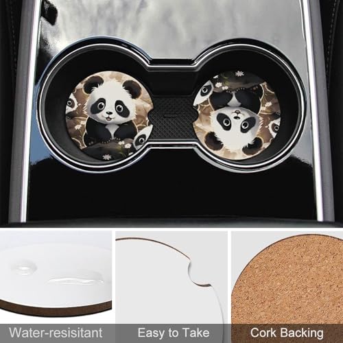 Portavasos Para Auto Decorativo Panda 2.6 Pulgadas 2 Pzas miniatura 5