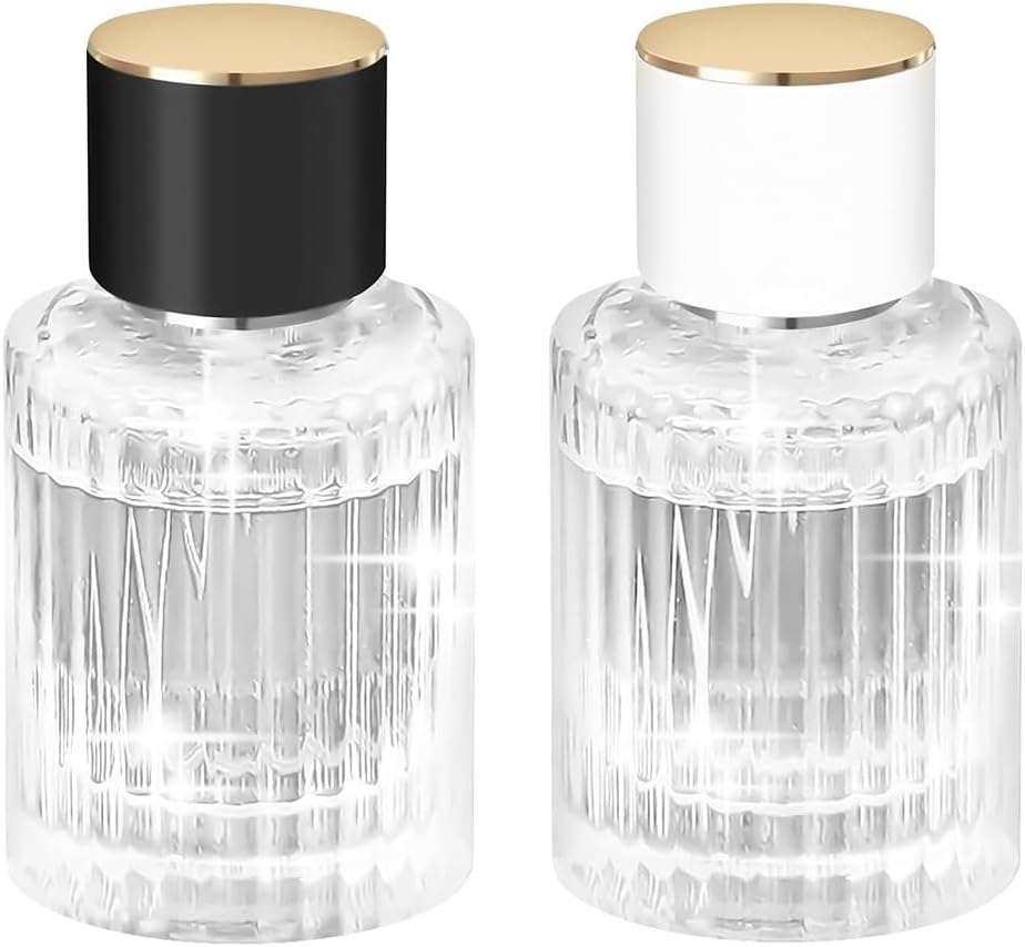 Sarini 2 stuks parfumflesverstuiver, 50 ml cilindrische parfumfles, lege parfumfles, navulbaar voor vrouwen of meisjes