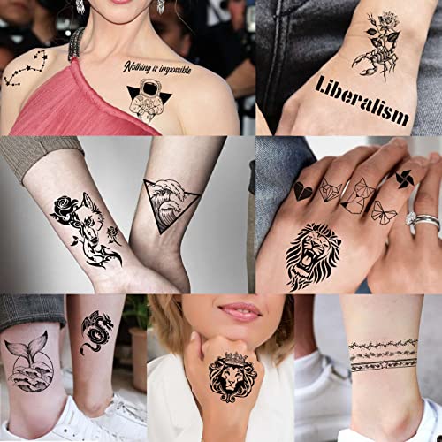 Egmbgm 52 Sheets Tiny Small Temporary Tattoos For Kids Boys Girls, Tribal Animals Butterfly Anchor Compass Tattoo Stickers For Men Women, 3D Cute Flower Fake Face Tatoo Kits Sets For Neck Arm Hands #TOP3