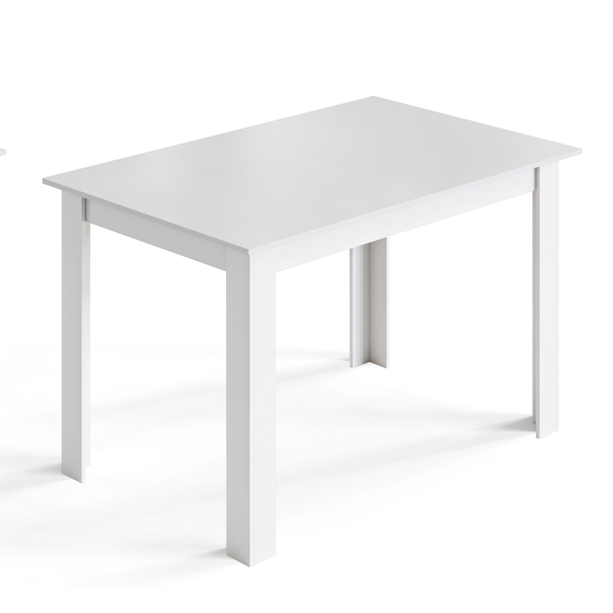 Mondeer Mesa de Comedor, 120 x 80 cm, Mesa de Cocina Moderna para 4 Personas, Mesa de Comedor Rectangular de Madera para Comedor, Cocina, Sala de Estar, Color Blanco
