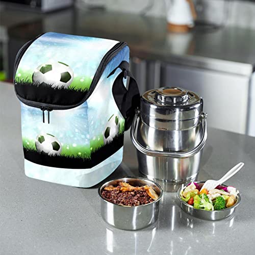 Bolsa de almuerzo de fútbol lavable y compacta con interior térmico 7
