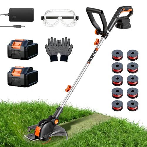 4000mAh Weed Wacker Weed Eater: 21V Electric Cordless Edger and String Trimmer 2in1 Lawn Tool...