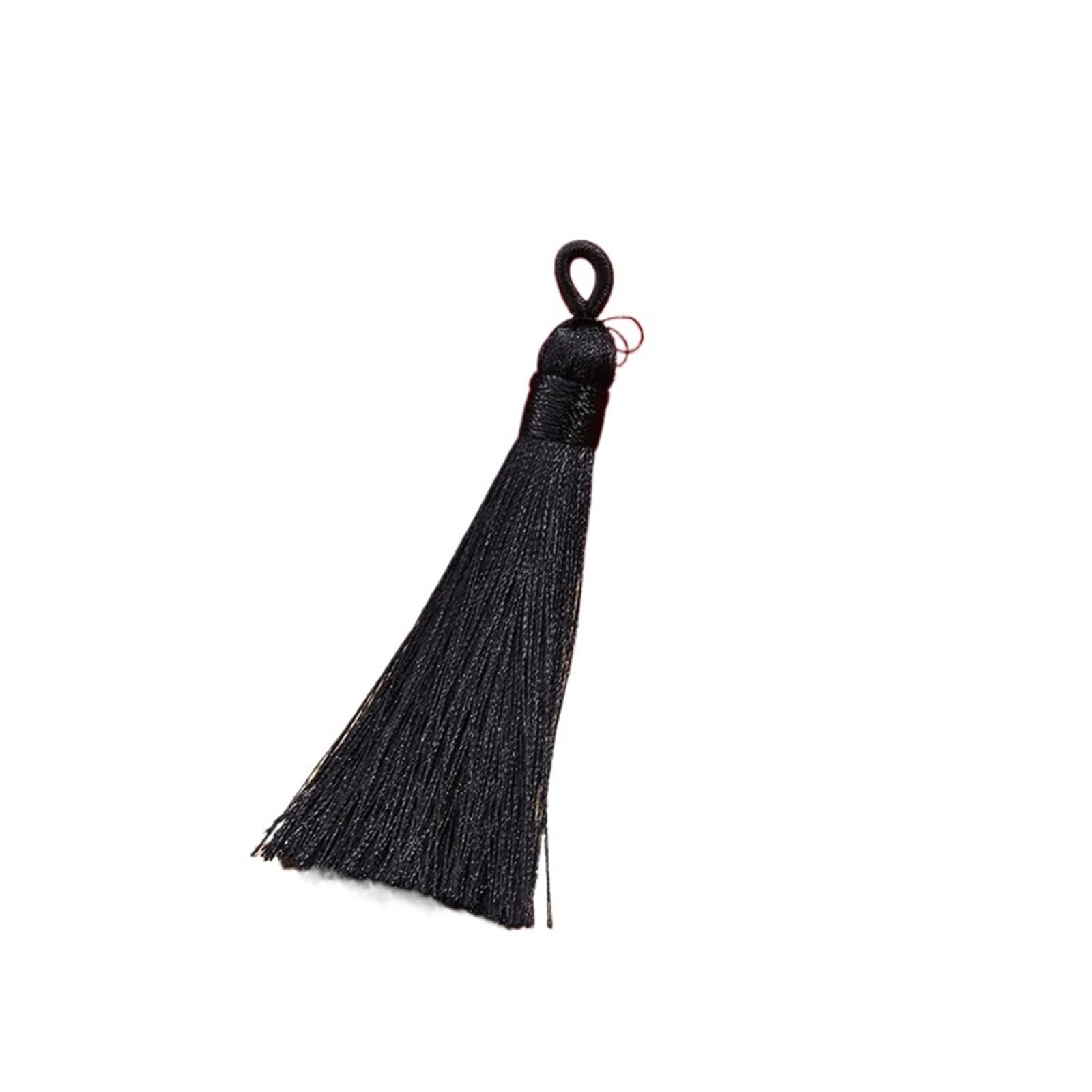 Mini Tassels for Crafts 50PCS 9cm Polyester Silk Tassel Vertical Decoration Home Sewing Curtain Accessories(Black)
