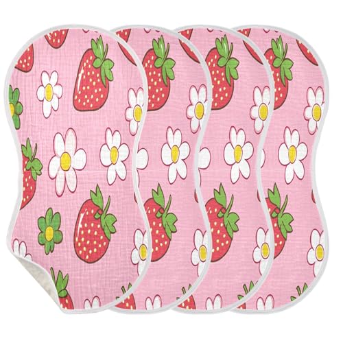 JUZIHAI 1Pack Strawberry Baby Burp Cloths Soft Cotton Burp Rags,Super Absorbent Burp Cloth Bag for Newborn Baby Boys/Girls3