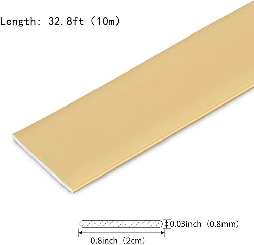 Miniatura 2 de Moldura de pared y moldura de oro mate, tira flexible de bricolaje para espejo, piso, gabinete, techo, borde de azulejos (32.8 pies x 0.8 pulgadas)