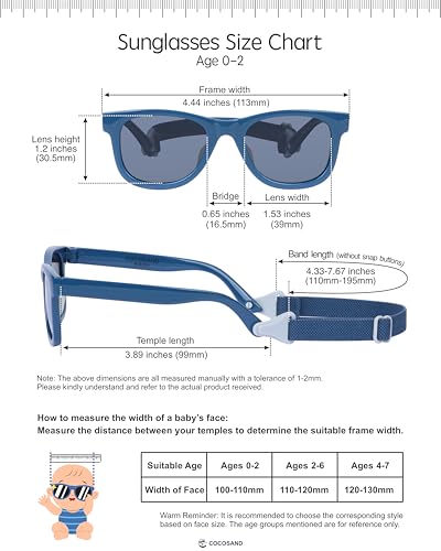 Image of COCOSAND Flexible Polarized Baby Sunglasses with Strap | UV Protection, Bendable, For Toddler Infant Newborn Girl Boy, Age 0-24 Months