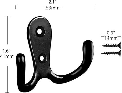 Miniatura 2 de 4 ganchos para bata de doble punta, ganchos dobles para colgar en la pared, ropa colgante para baño, dormitorio, puerta y pared, colgador de tela de