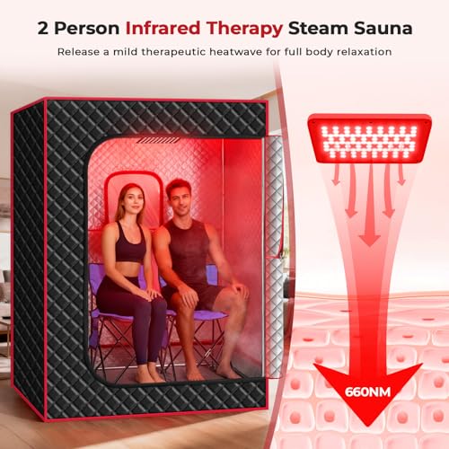 Morfone Portable Steam Sauna 2 Person Red Light Therapy, Full Body for Home - Image 2