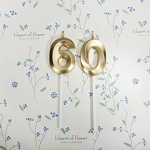 Bailym 60Th Birthday Candles,Gold Number 60 Cake Topper For Birthday Decorations Party Decoration thumb #1