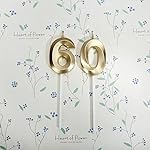 60th Birthday Candles,Gold Number 60 Cake Topper for Birthday Decorations Party Decoration - Image 2