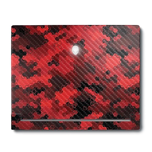 Image of MightySkins Carbon Fiber Skin Compatible With Alienware X16 R1 (2023) Full Wrap Kit - Red Hexa Camo | Protective, Durable Textured Carbon Fiber Finish | Easy To Apply & Change Styles | Made in the USA