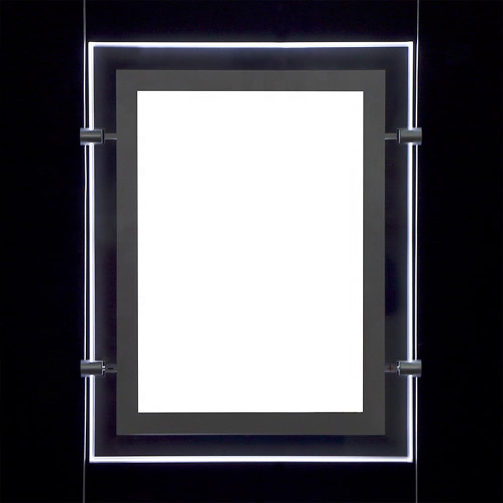 Affiche LED acrylique A4, cadre photo, boîte lumineuse, support de panneau pour vitrine immobilière, écran suspendu (suspendu verticalement, 4 unités A4 par groupe)