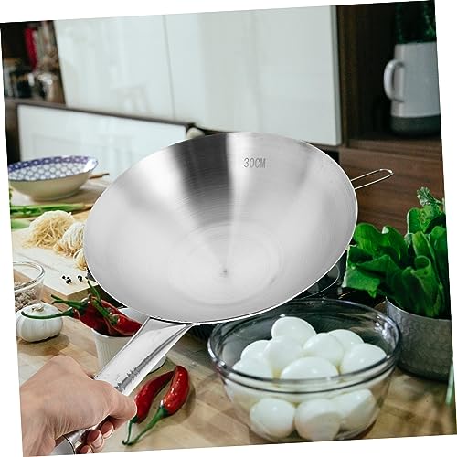 Wok de acero inoxidable Hemobllo con mango soldado y fondo redondo miniatura 5