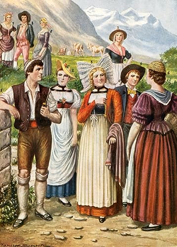 Toile peinture murale costumes suisses Tancredi Scarpelli 60x90cm
