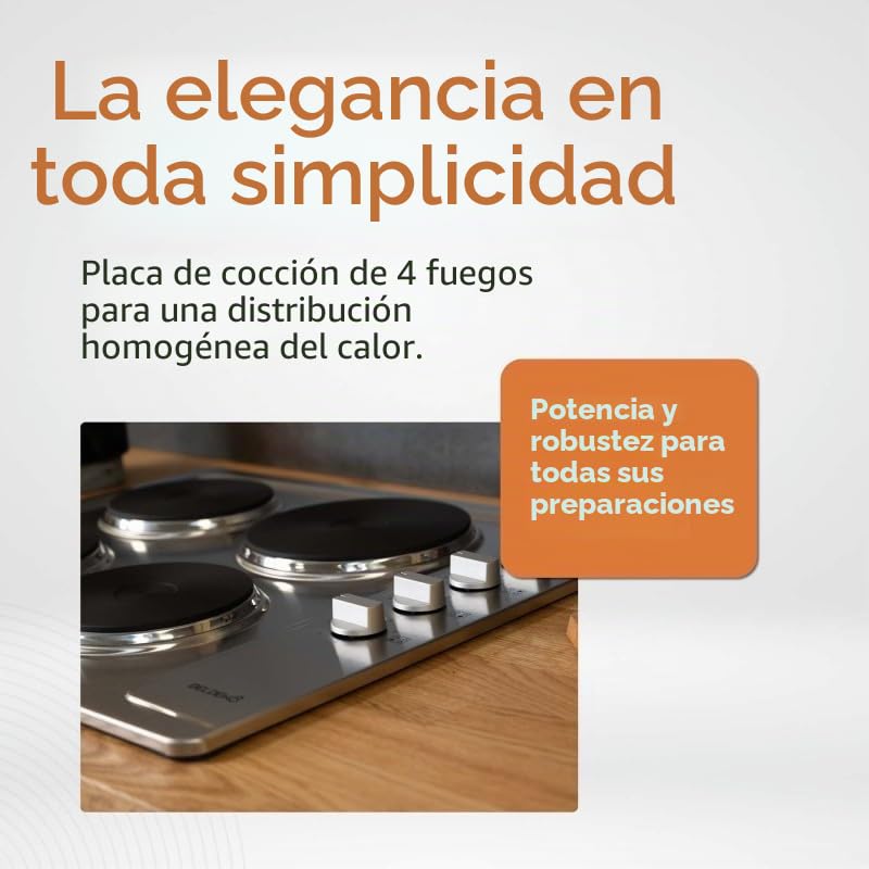 PLACA DE COCCIÓN ELÉCTRICA INOX 4 LUCES 5500 W| BELDEKO