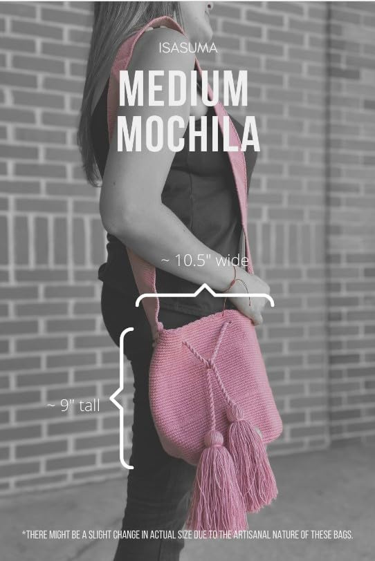 Wayuu bag, Mochila Medium, Solid Strap, Woven Crossbody Bucket Bag, shoulder Ethnic Crochet4