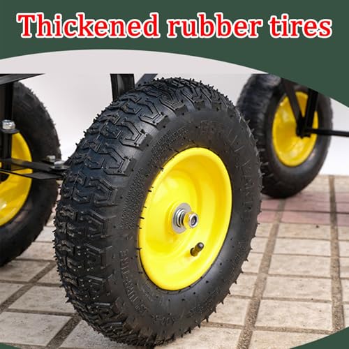 Carro de jardin plegable de 4 ruedas, carga super pesada, ruedas silenciosas todo terreno, con valla removible (120x48 cm) miniatura 2