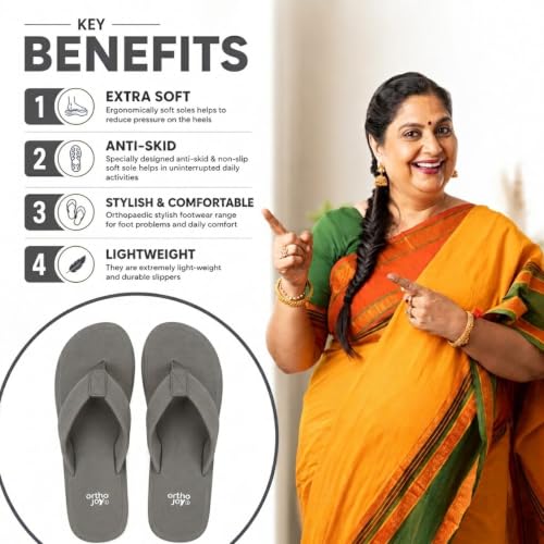 Image of ORTHO JOY Women's Doctor Ortho Slippers | Extra Soft Cushioned Footbed, Anti-Skid Lightweight Flip-Flops for Home & Daily Wear