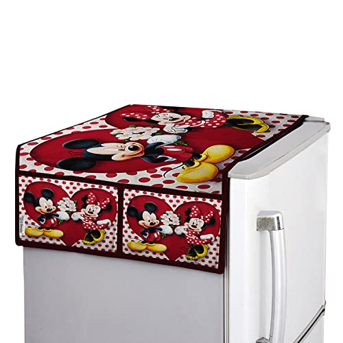 Image of Polyester 3-Layered Fridge Top Cover with 6 Utility Pockets Cartoon Print(Multicolor, Size-39x21 Inches), set of 1 fridge top (dn86)