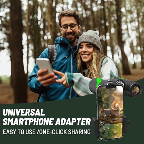 Image of 15x55 UHD Binoculars for Adults High Powered with Phone Adapter - Large View, BAK4 Prism, Waterproof, Lightweight for Bird Watching, Hunting, Cruise, Travel, Camping (Green)