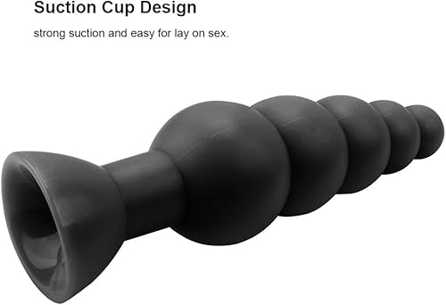 Miniatura 3 de Cuentas anales súper grandes, con ventosa, consolador anal, tapón anal, silicona (negro)