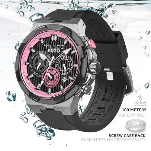 Montre Mulco Buzo Atlantis homme noire en acier inoxydable et silicone multifonction 10 ATM - 2