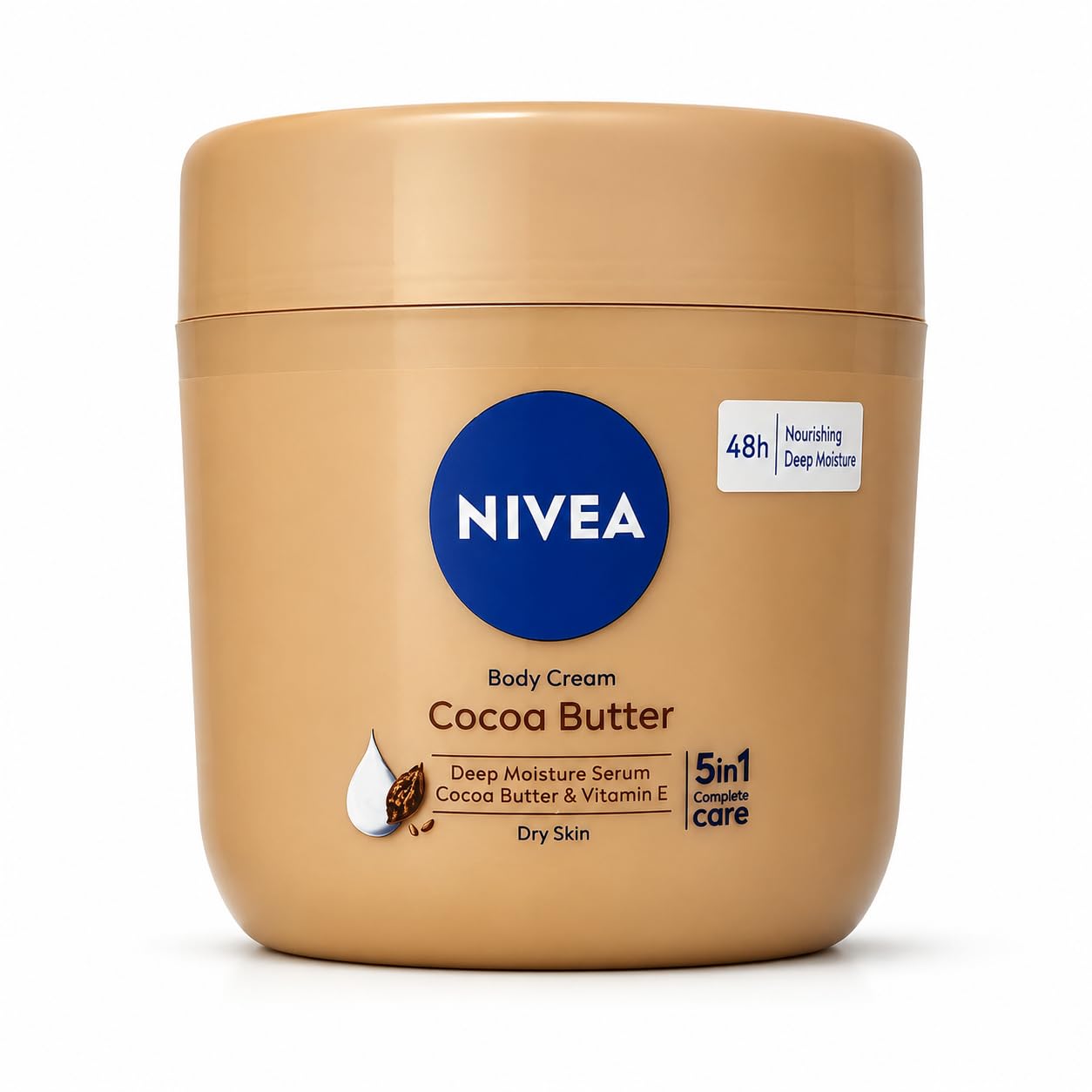 NIVEA Cocoa Butter Body Cream with Deep Moisture Serum, Cocoa Butter & Vitamin E, 48H Nourishing Moisture for Dry Skin, 400 ml-image-2