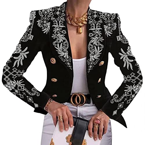Chaqueta de Mujer Chaqueta de Doble Botonadura Chaqueta de Color sólido Chaqueta de Cebra Estampado a Cuadros Solapa Trabajo Delgado Oficina Chaqueta de Negocios Prendas de Abrigo Cover