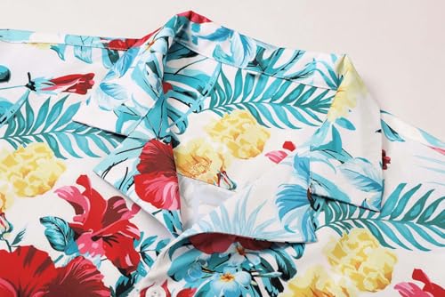 Image of Cromoncent Matching Hawaiian Outfits for Family, Dad and Son Matching Luau Beach Tropical Shirts Mommy Daughter Tropical Sets
