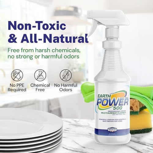 Image of Earth Power Hypochlorous Acid 500 PPM Multipurpose Cleaner - 32 oz | Natural & Non-Toxic - Tile, Refrigerator, Shower, Countertop & Floor Cleaner - Family, Food & Pet Safe Cleaning Supplies