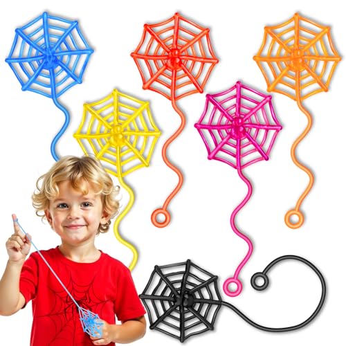 DODOLOL 30 Pcs Sticky Spider Web Sticky Hands for Kids Bulk Halloween Party Favors Decorations,Spider Webs for Classroom Prizes,Back to School Goodie Bags Stuffers Pinata Stuffers for Boys Girl