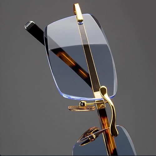 Miniatura 7 de Gafas de lectura con corte de diamante para hombres y mujeres, lectores de cristal sin montura (color  azul, tamaño 2.5+)