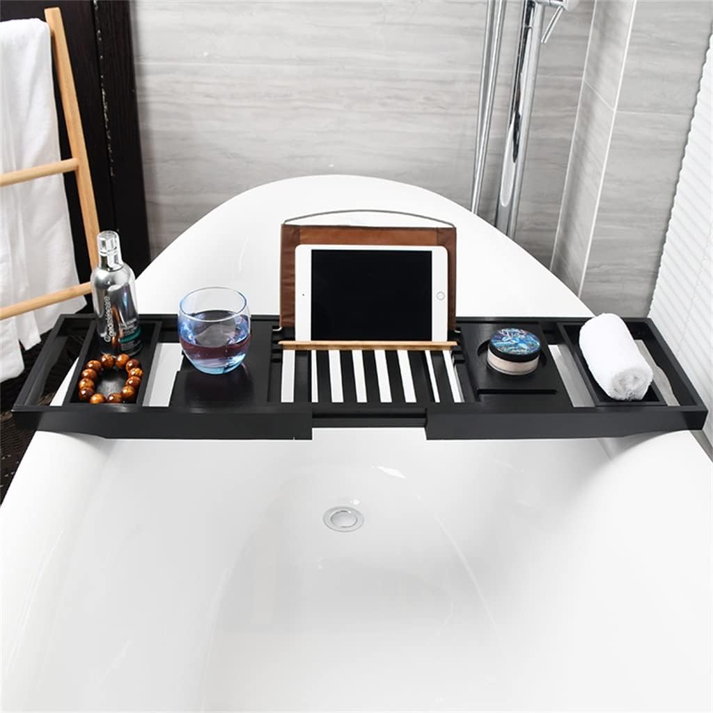 Black Bathtub Rack Multi-Functional Retractable Shelf Tray Bathroom Toilet Bath Tub Rack