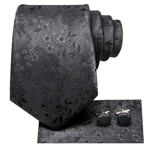 Image of Dubulle Mens Tie Set Solid Paisley Silk Striped Necktie for Men with Cufflinks Tie and Pocket Square