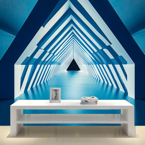 Papier peint panoramique grand format à effet 3D tunnel bleu azur pour décoration de salon - 6