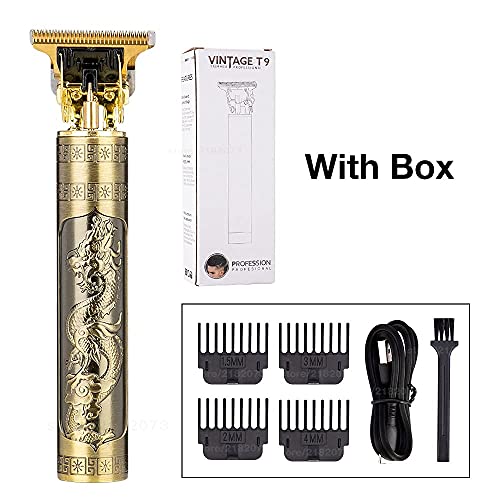 Máquina Elétrica Masculina Recarregável de Cortar Cabelo e Barbear VINTAGE T9 (Dragon USB 2)