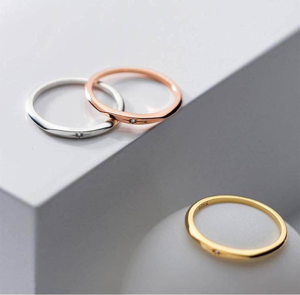 Ring, Damen Einfacher Einzelner Diamant Zeigefinger Ring Glänzender Ring Golden, Verstellbare Öffnung, Golden