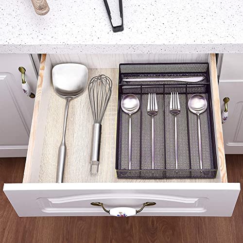 Coswe Silverware Tray For Drawer, Silverware Organizer, Metal Drawer Organizer Kitchen Utensils With Foam Feet Multi Compartments Cutlery Organizer In Drawer #TOP7