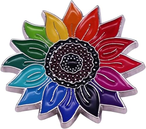 Rainbow Sunflower Enamel Pin LGBT Lapel Pin Plant Flower Metal Badge Brooch Cartoon Brooch for Men Women Lover Clothes Bag Backpack