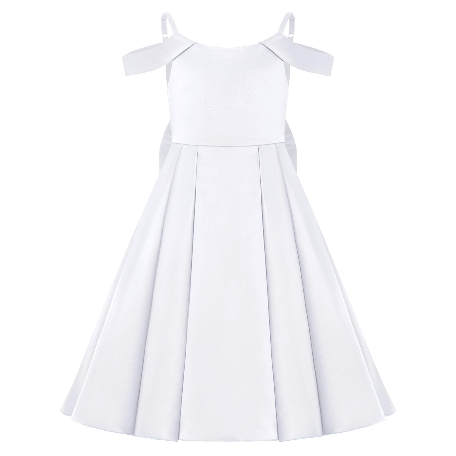 IWEMEK Abito da sera da ragazza in raso senza maniche con volant elegante per cerimonia di compleanno battesimo principessa