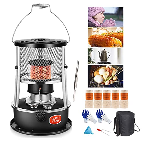 YANXI Leise Petroleumofen Für Innenräume Mit 6 Docht, Petroleum Zeltheizung Camping Ohne Strom Mobile Eisfischen Petroliumheizer Tragbarer Energiesparend Keine Blendung Terrassenheizung Cover