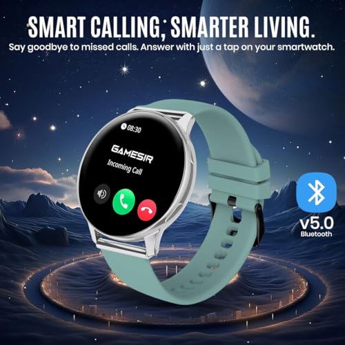 Image of GameSir Active 5 Smart Watch AMOLED Display 1.3 inch Screen, 360 * 360 Resolution, IP68 Waterproof with Multiple Watch Faces Bluetooth Calling Round Dial Smartwatch for Men & Women(Light Green)