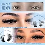 Individual Eyelashes 160D+260D Cluster Lashes 12-24mm Long Lash Extension Thick Mega Lashes Individual Cluster Volume Strip Tatti Lashes Dramatic Full Salon Look Eyelash by CORUSCATE - Image 4