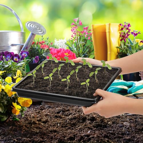 Tlence Pacote com 10 bandejas de cultivo de plástico, planos de cultivo de plantas de jardim de 27 x