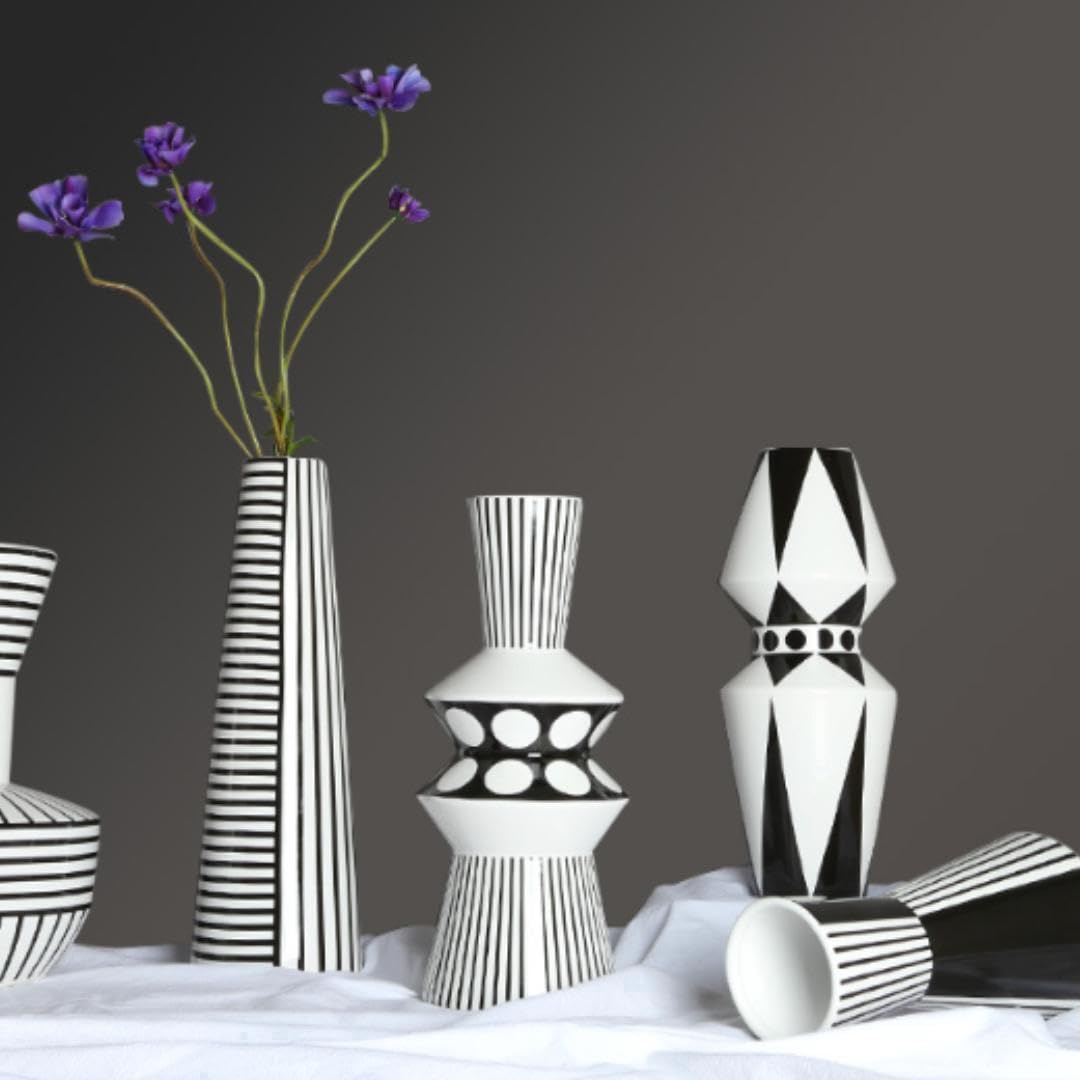 A） ホーム＆キッチン フラワーアレンジ花瓶 個性的 モノトーン 海外品