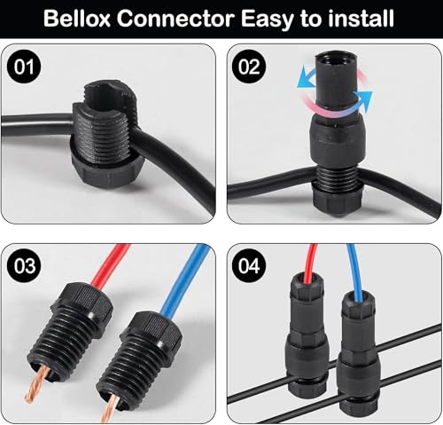 Image of Bellox 10 Pcs Low Voltage Wire Connector, 12-20 Gauge Waterproof Replacement Landscape Light Cable Connector, Twist Lock Wire Connector for Landscape Lighting Path Lights Home, Electrician Use
