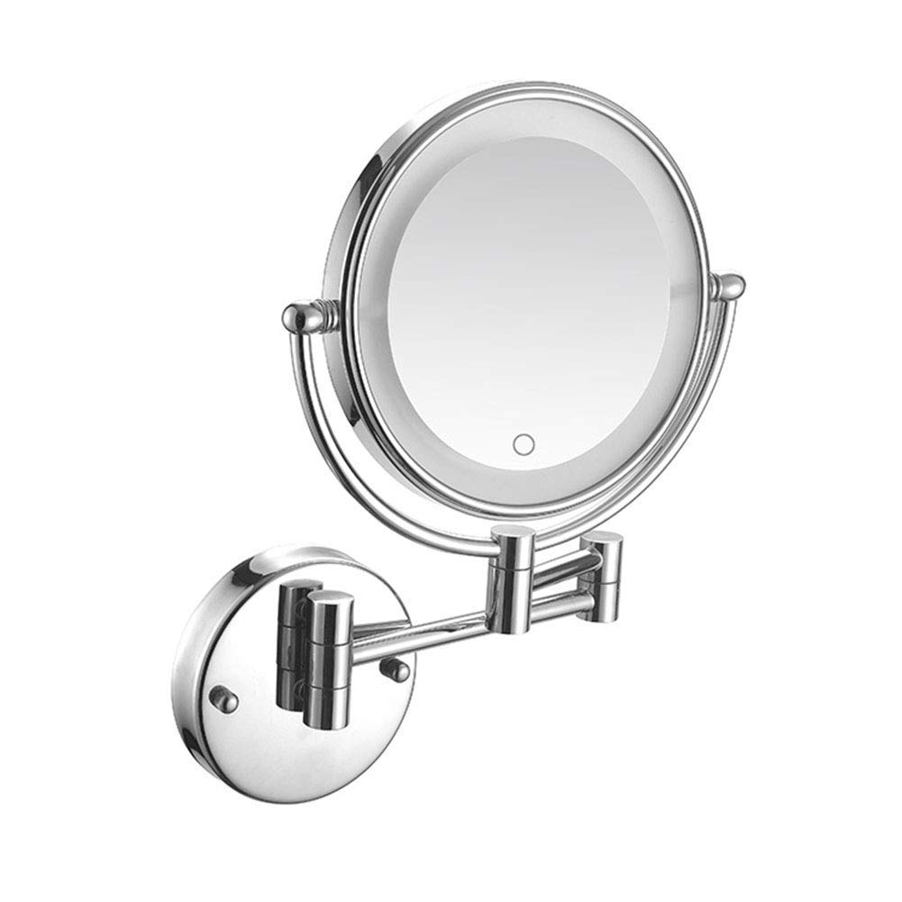 Lustro do makijażu montowane na ścianie, obracane po obu stronach lustro ścienne z diodami LED, obustronnie wysuwane, obracane o 360 stopni, wysuwane ramię, do łazienki (kolor: matowy czarny, rozmiar:
