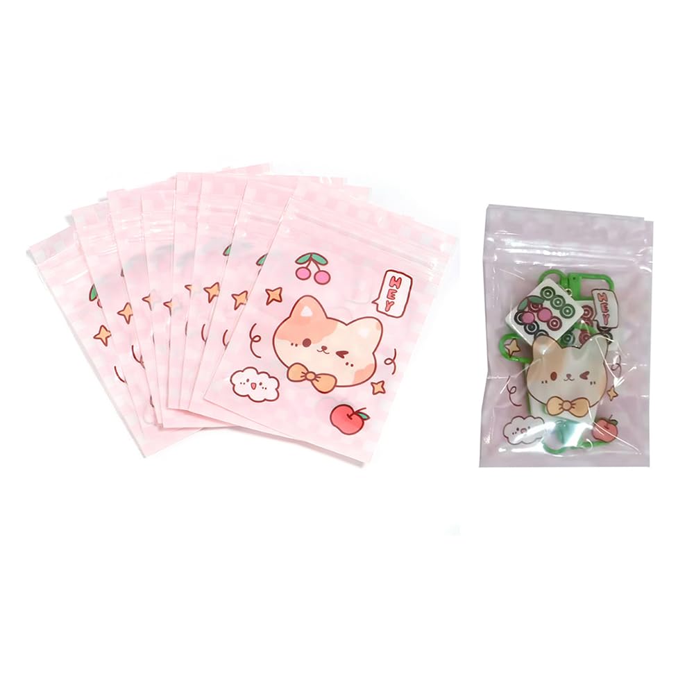 sailorsunny 50 Pieces 7.5x11cm Small Cartoon Resealable Bags Cute PP Bag For Jewelry Packaging Bags Premium Adorable Anime Gift Bag (Pink dog)